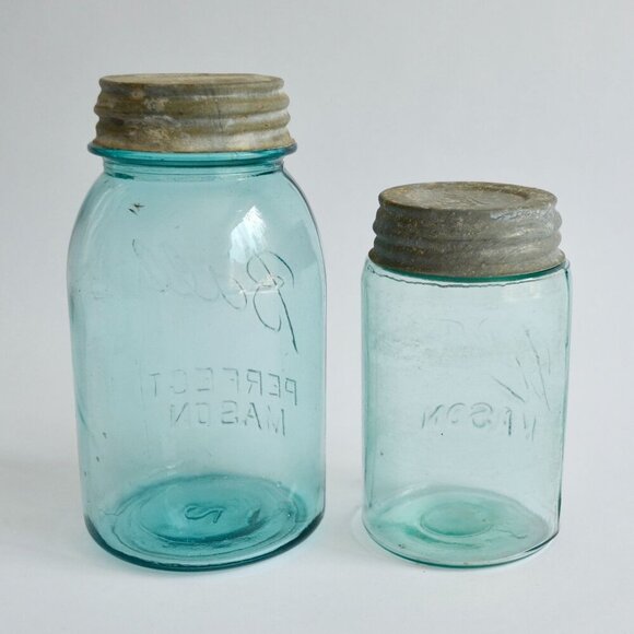 Ball Blue Canning Jars Zinc Lids Vintage Lot of 2 Mold #2 and Unknown - Picture 4 of 8